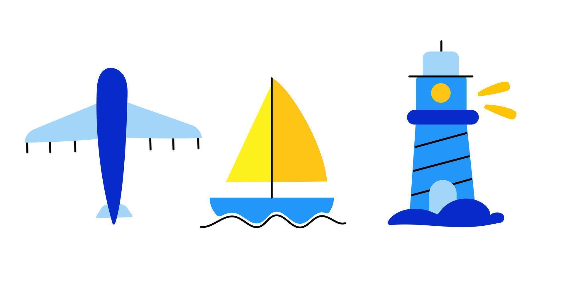 Travel elements set. Summer trip elements. vector