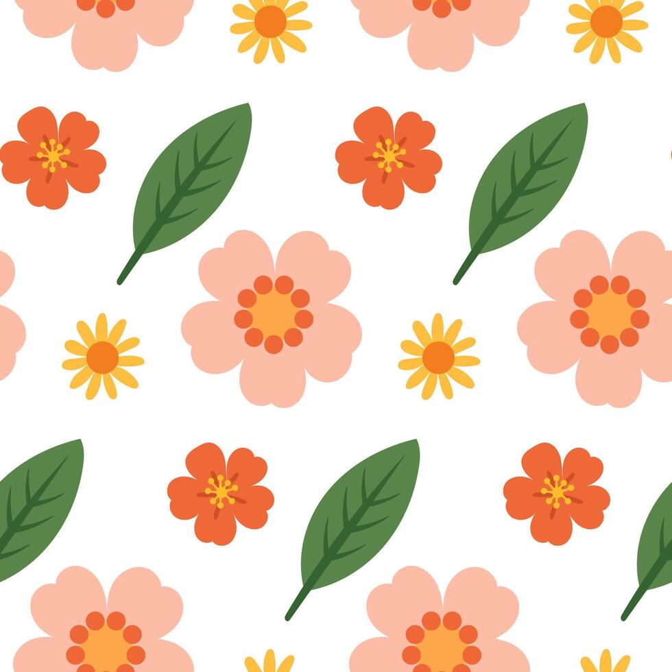 Simple flower seamless pattern. Summer background vector