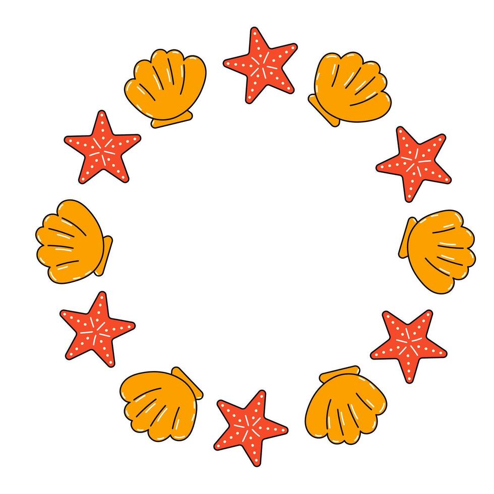 Set of summer elements. Star and seashell. vector