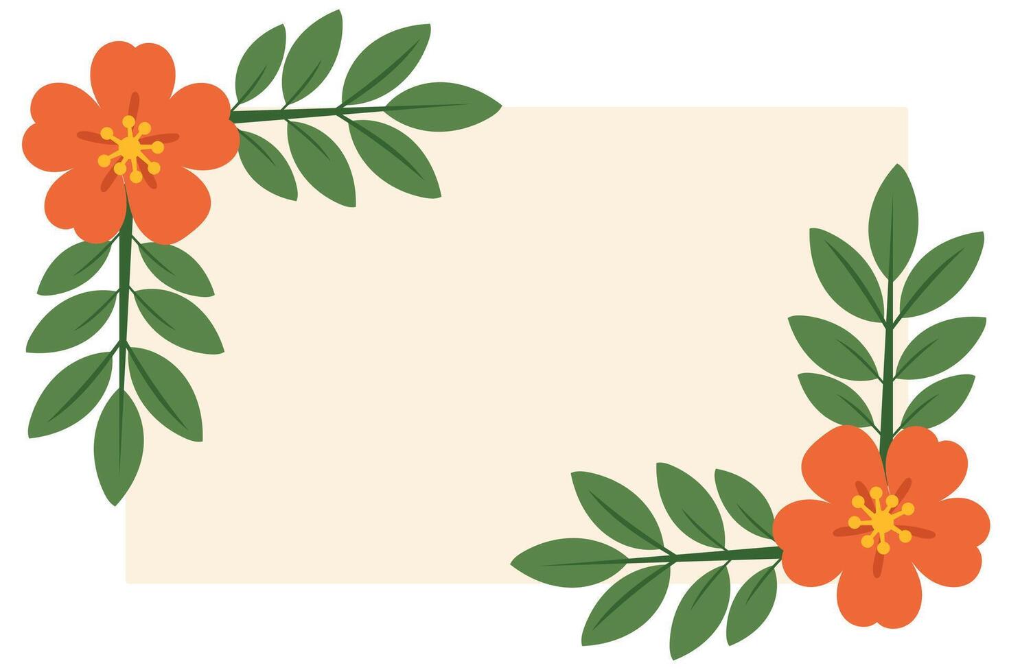 Banner template with simple flowers and green leaves vector