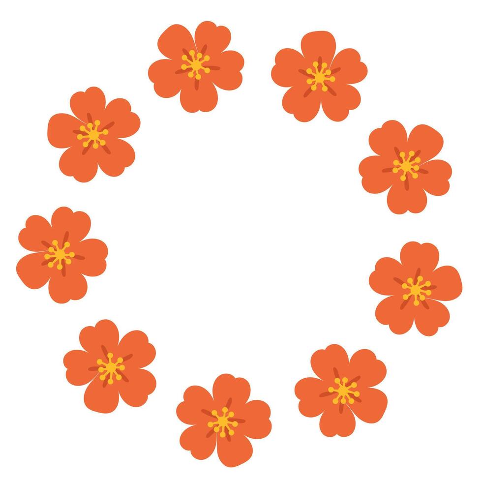Wreath with red simple flowers vector