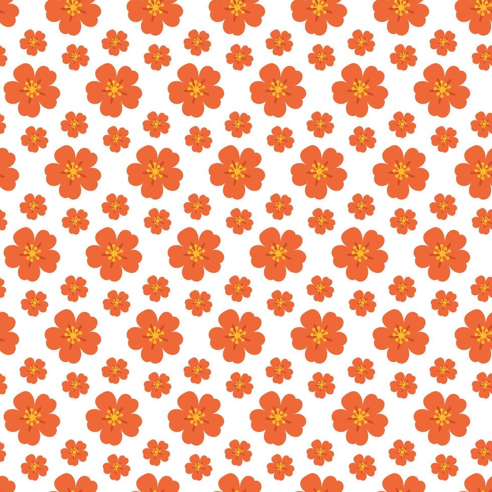 Vintage seamless pattern with red flowers. vector