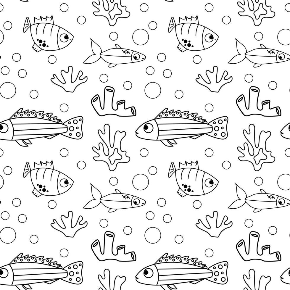 Seamless pattern with tropical fish vector