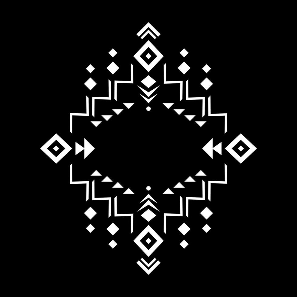 Aztec element, ethnic ornament. Tribal design, geometric symbol for border, frame, tattoo, logo. Navajo motif, isolated on black background. vector