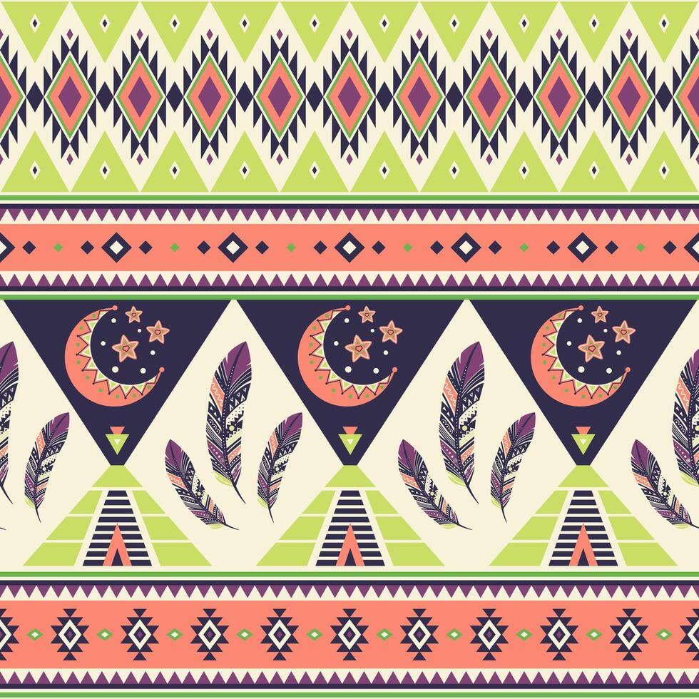 Tribal striped seamless pattern. Aztec geometric colorful background. Can be used in textile design, web design vector