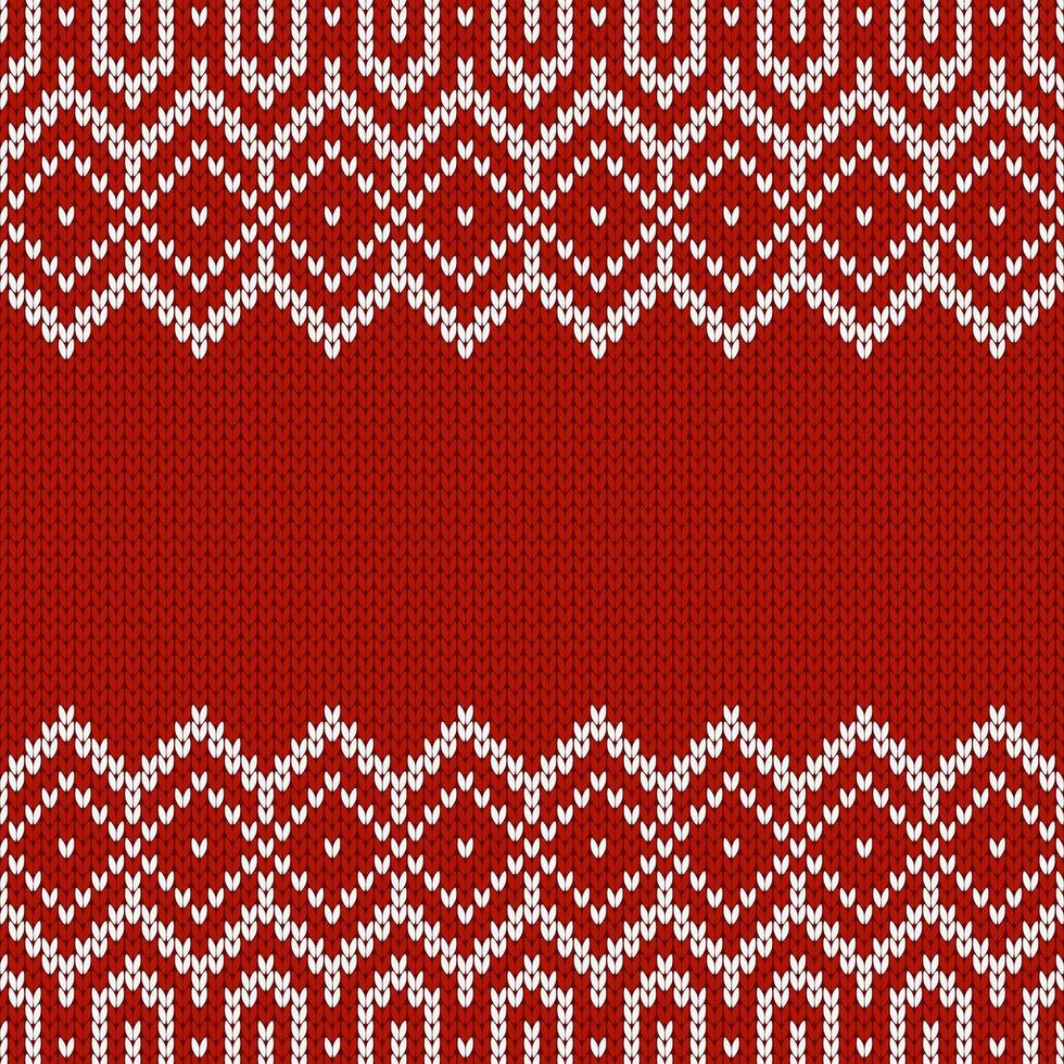 Knitwear texture. Template with empty place for text. Traditional seasonal seamless background for holiday design. Winter knitted wool sweater pattern. Christmas red white illustration. vector