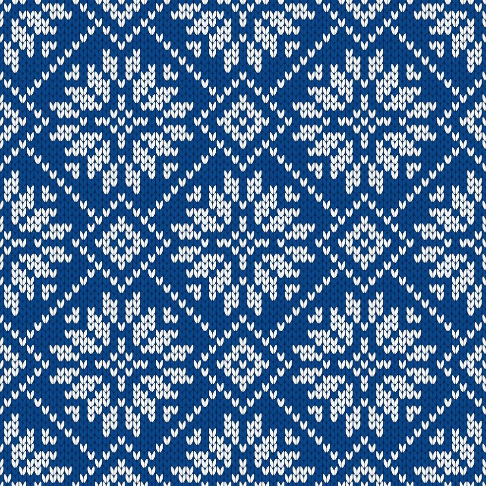 Scandinavian knitted seamless pattern. Norwegian native style sweater with snowflakes. Wool texture. Winter holiday background, illustration. vector