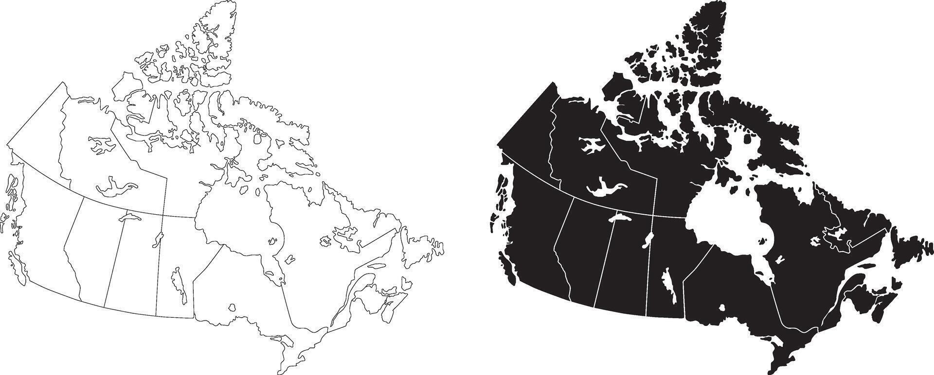 Canada political map provinces black silhouette outline design vector