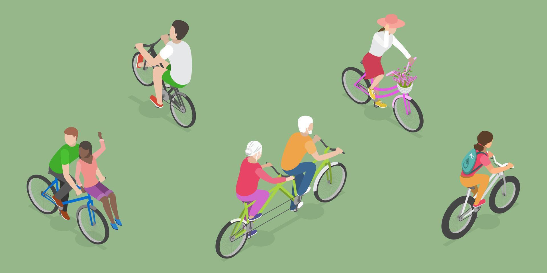 3D Isometric Flat Illustration of Healthy And Active Lifestyle, Summer Break Activity vector