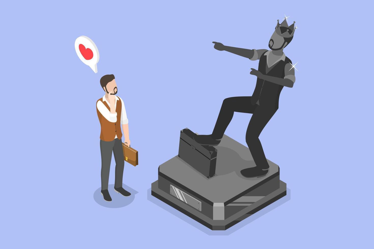 3D Isometric Flat Illustration of Ego, Narcissistic Self Love Behavior vector