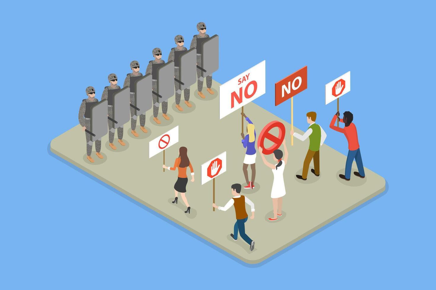 3D Isometric Flat Illustration of Social Protest, Rally for Freedom vector