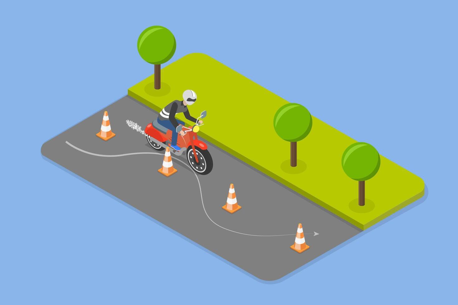 3D Isometric Flat Illustration of Motorcycle Riding, Biker or Scooter Driver vector