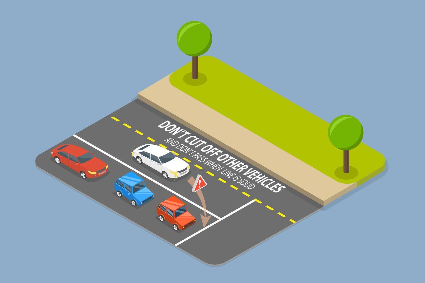 3D Isometric Flat Illustration of Driving Tips, Safety Rules on Roads vector
