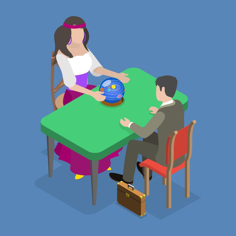 3D Isometric Flat Illustration of Divination, Fortune Teller vector