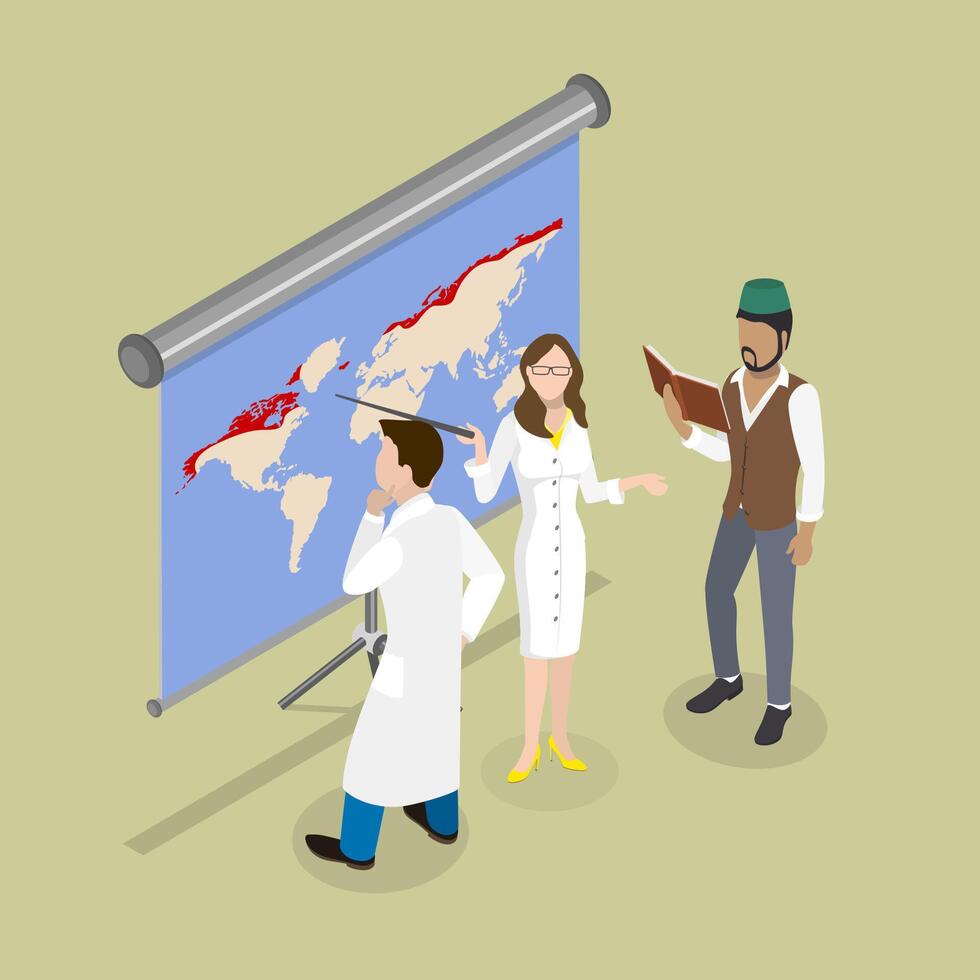 3D Isometric Flat Illustration of Tundra Biome, Environmental Biology vector