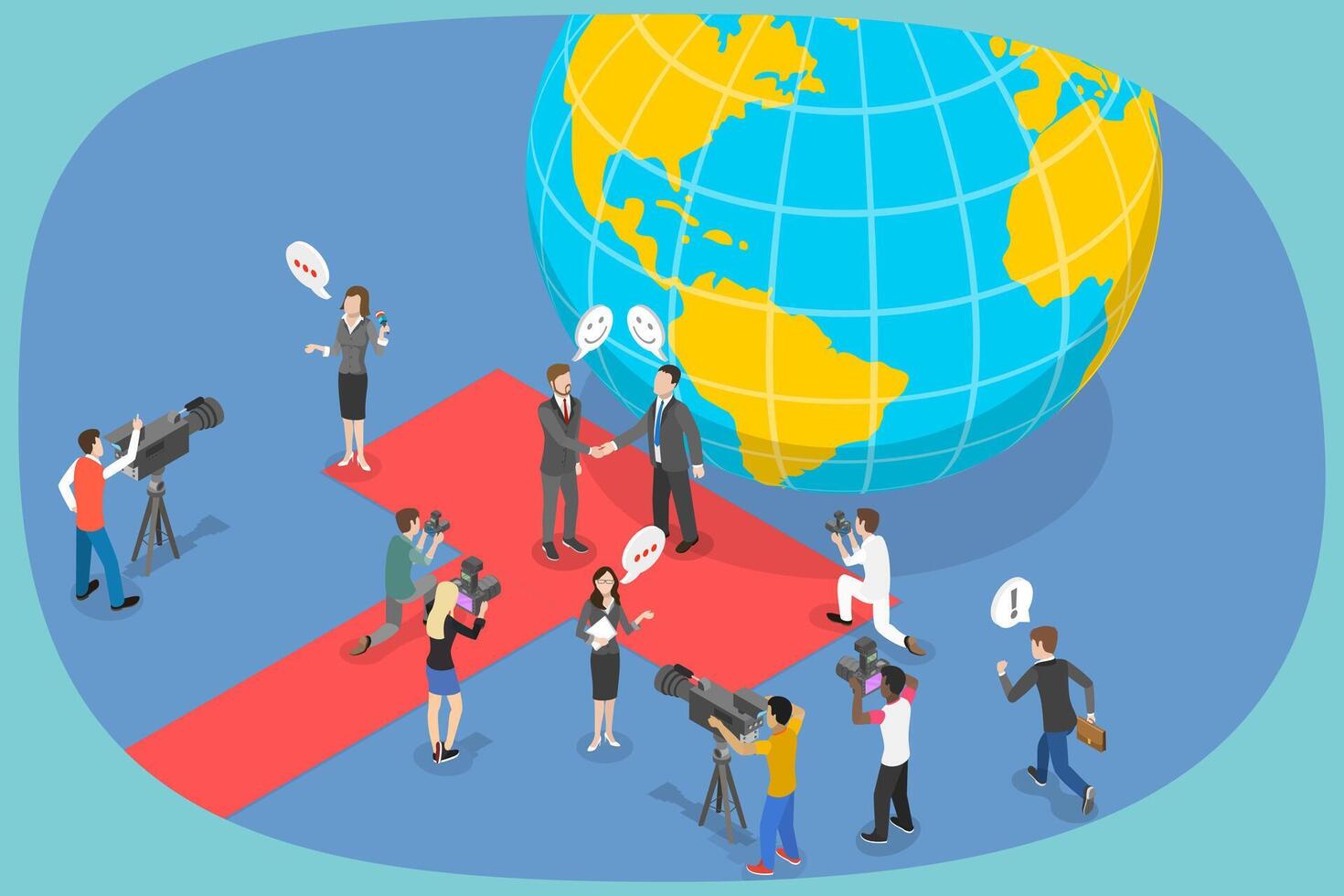 3D Isometric Flat Illustration of Diplomacy and Politics, Demoracy and Government vector