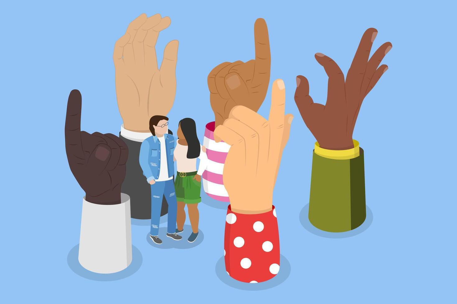 3D Isometric Flat Illustration of Social Diversity, Multi-ethnic Community, Multiculturalism vector