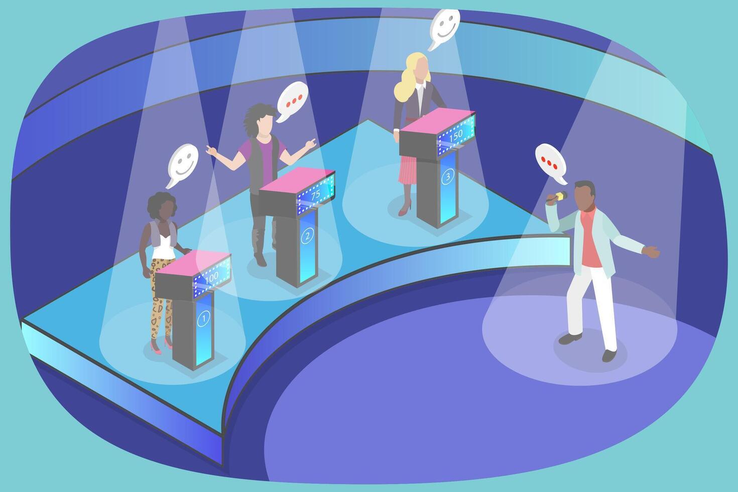 3D Isometric Flat Illustration of TV Show, Quiz Online Game vector