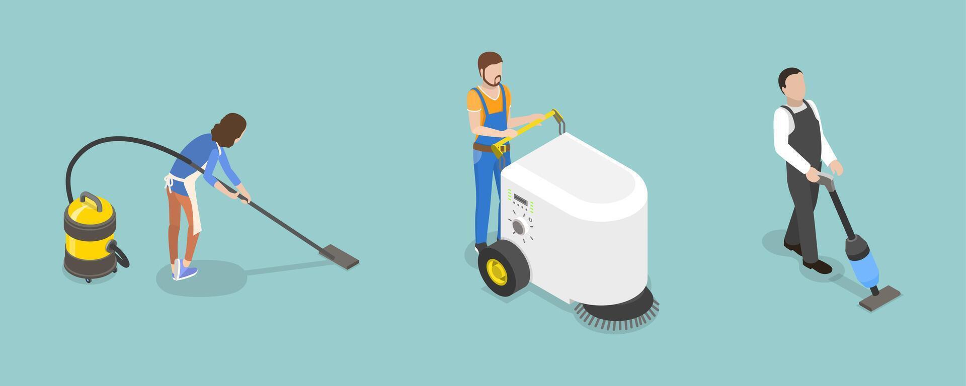 3D Isometric Flat Illustration of Cleaning Service , Professional Hygiene Service vector