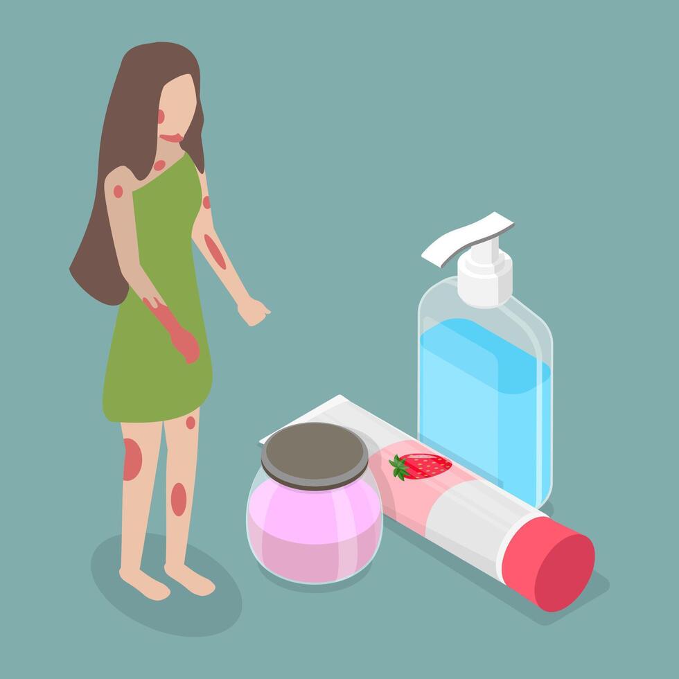 3D Isometric Flat Illustration of Hyperpigmentation, Dermatology and Cosmetology vector