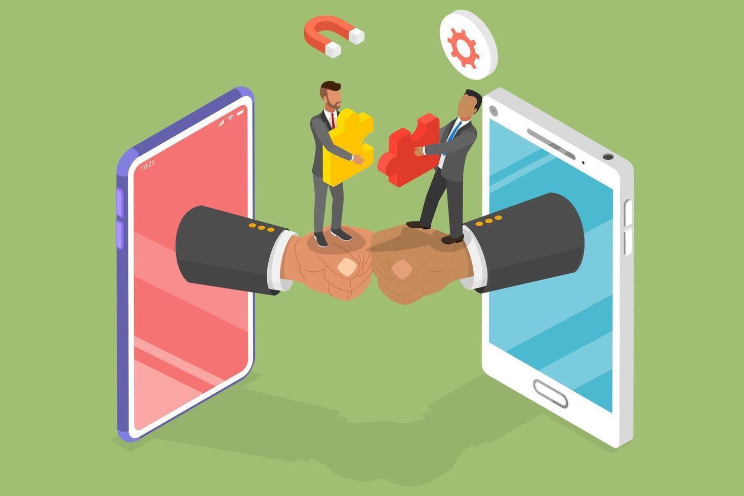 3D Isometric Flat Illustration of Business Collaboration, Development and Negotiation For success vector
