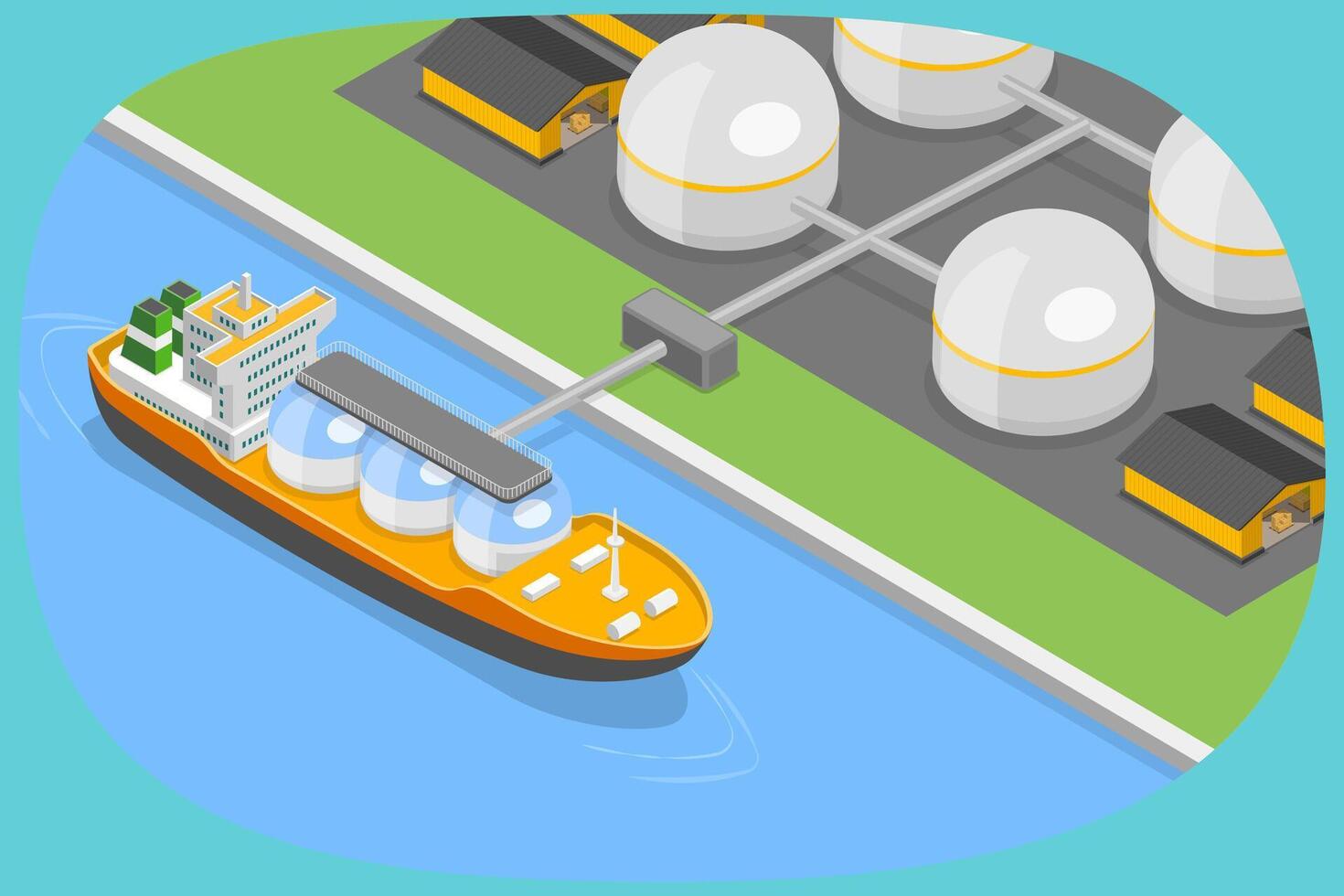 3D Isometric Flat Illustration of LNG Carrier Ship, Oil and Gas Transportation vector