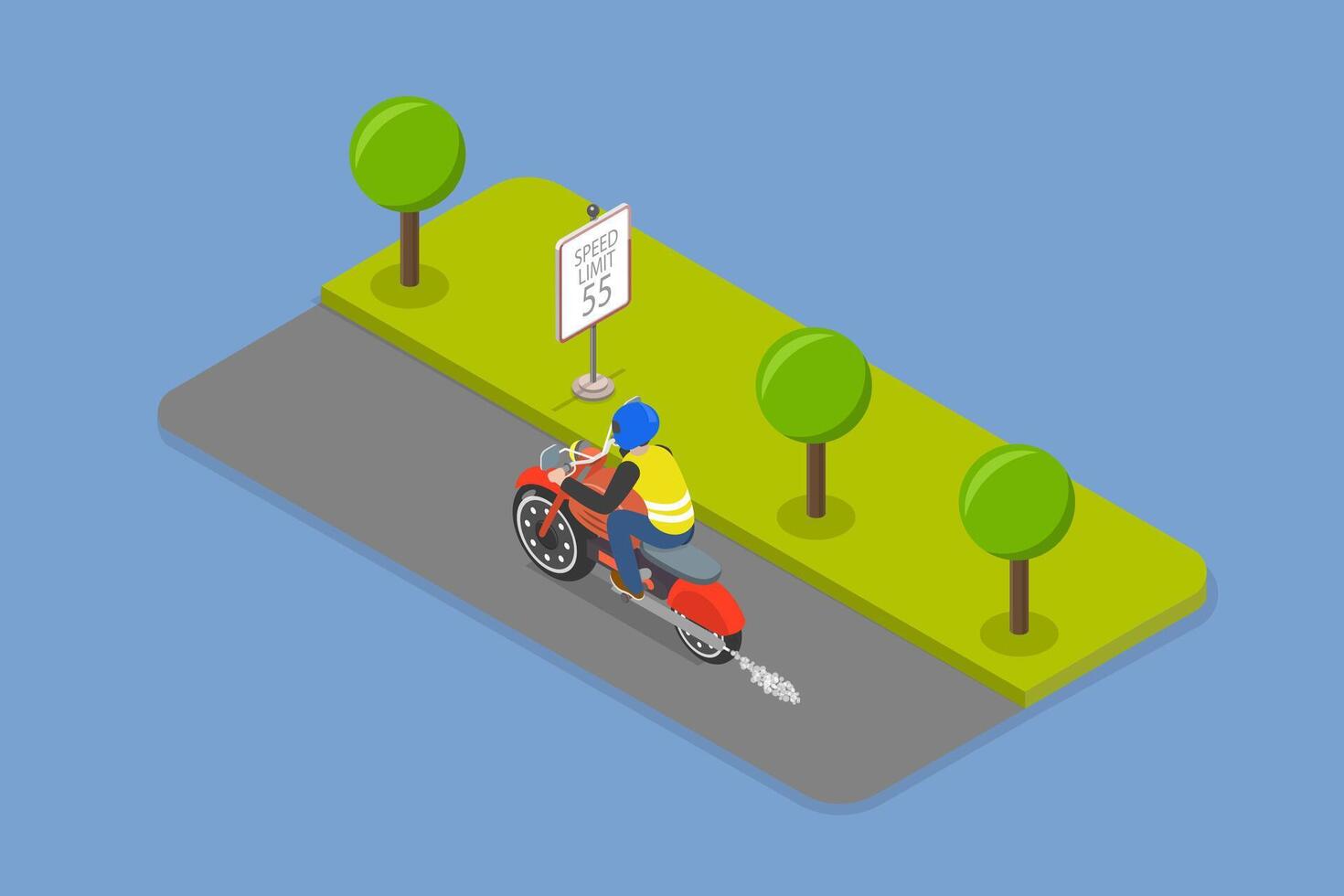 3D Isometric Flat Illustration of Safe Moto Riding Tips, Driving Safety Rules vector