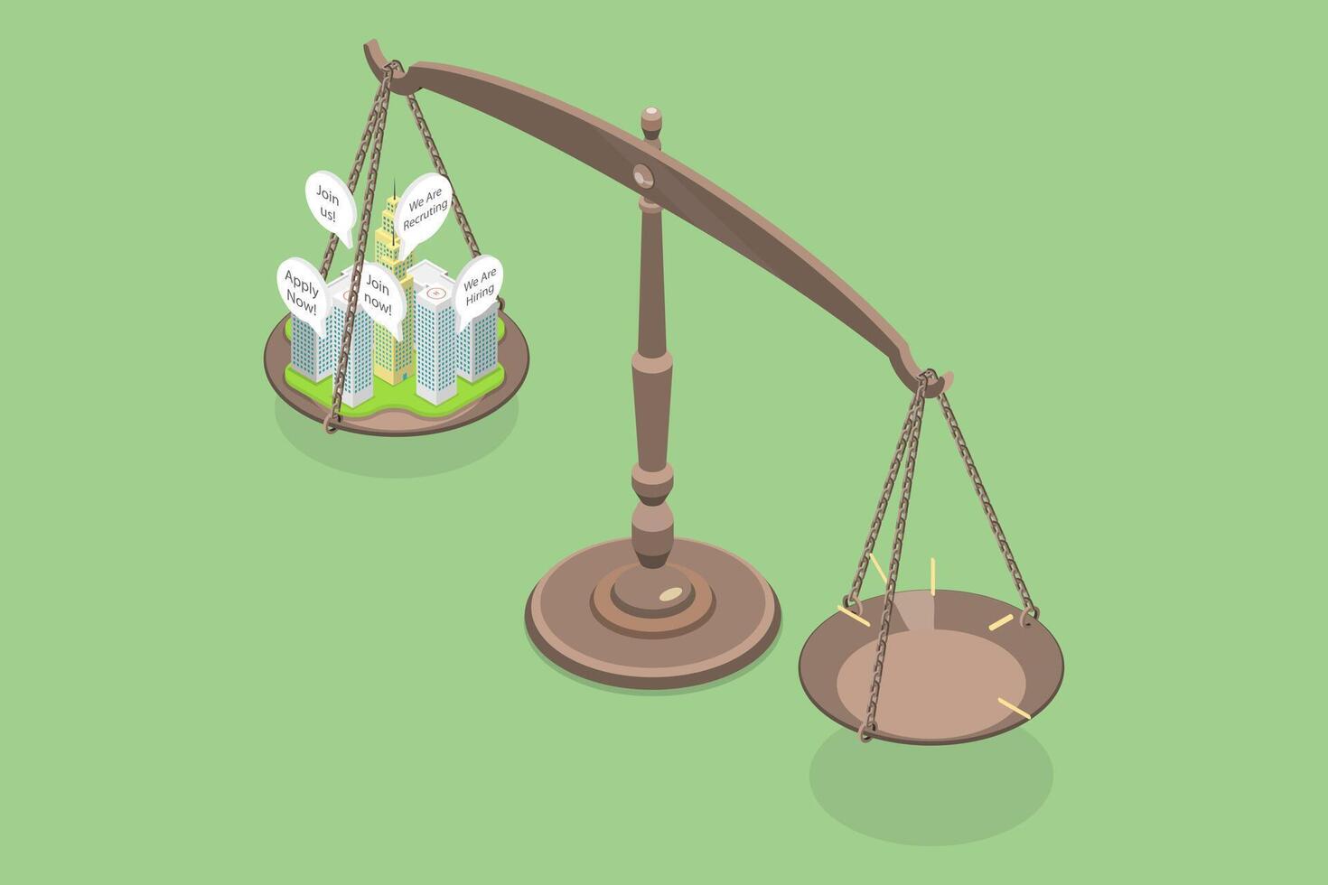 3D Isometric Flat Illustration of Labor Shortage, Recruiting Problem vector