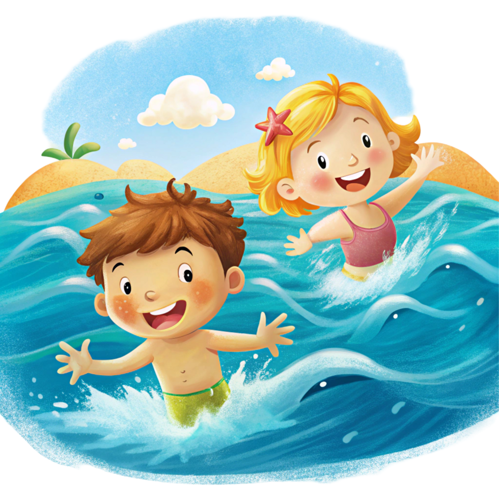Summer Beach Fun With Children Swimming png