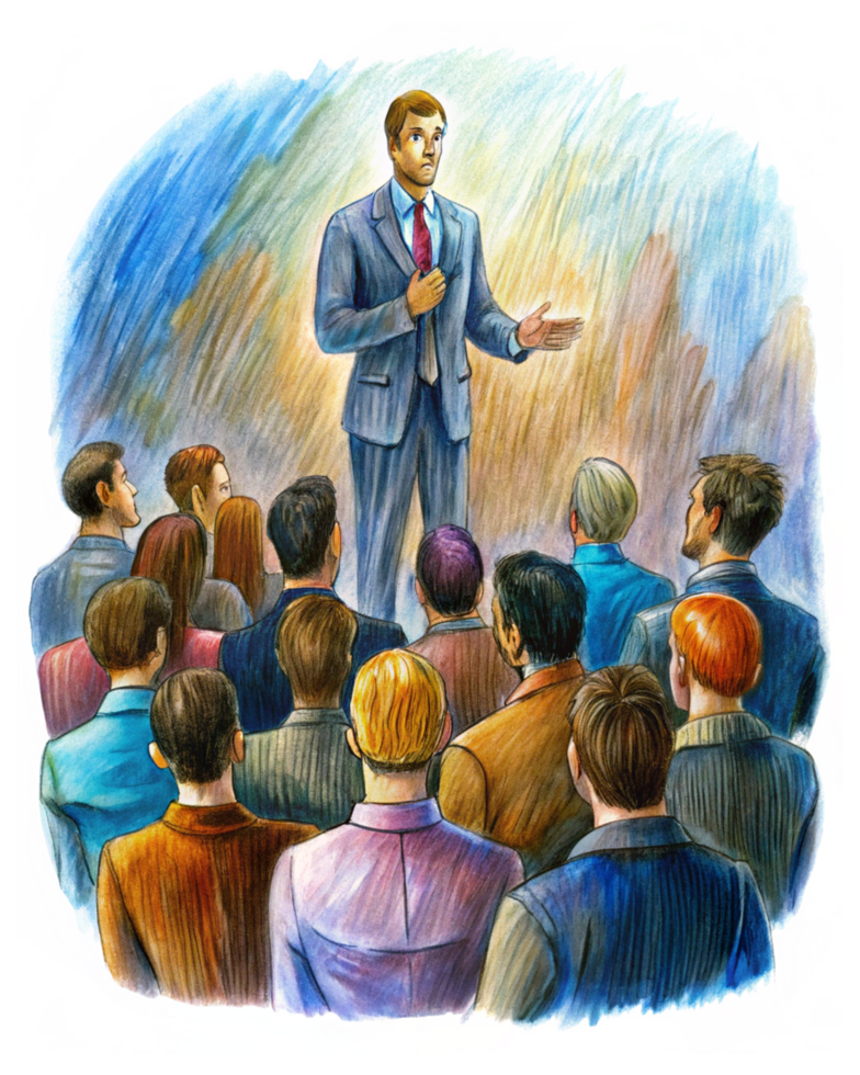 Male Executive Explaining Strategy in Transparent Background png