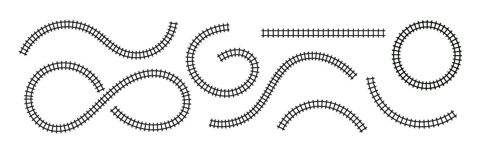 Top view train road railway. Rail track line map pattern circle. Flat illustration isolated on white background. vector