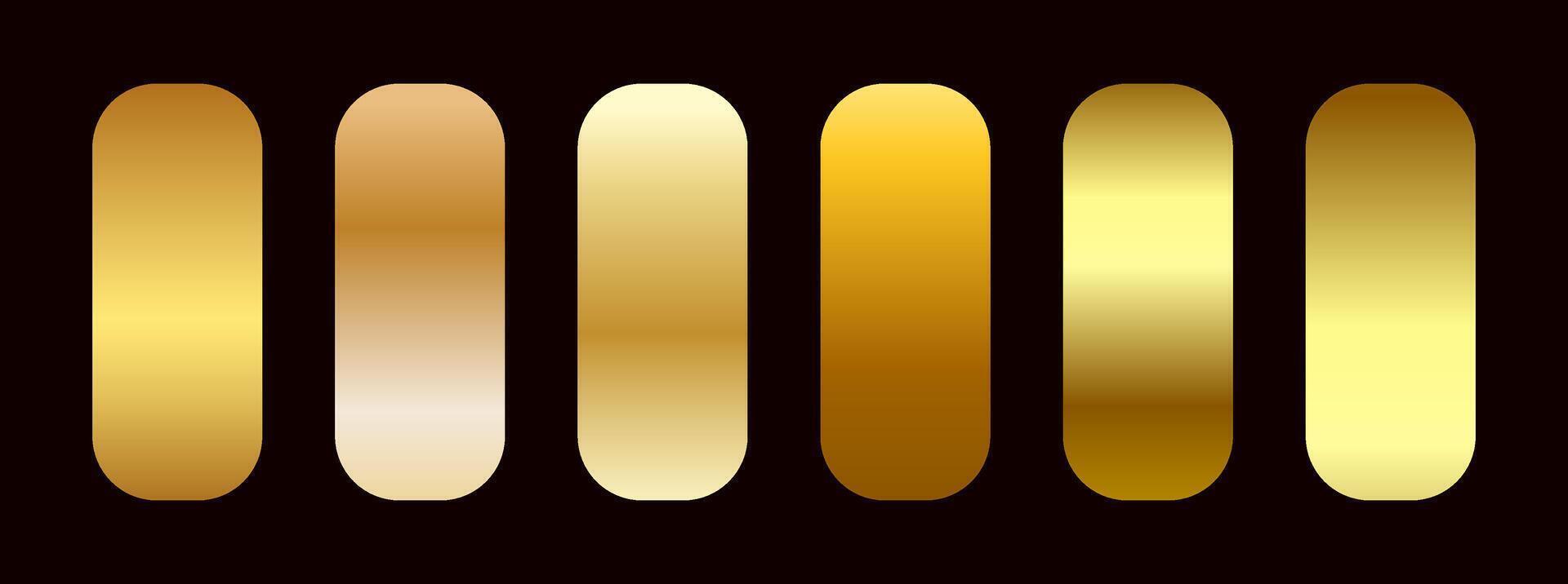 Golden gradient metal palette. Gold color ribbon frame background pattern. Flat illustration isolated vector
