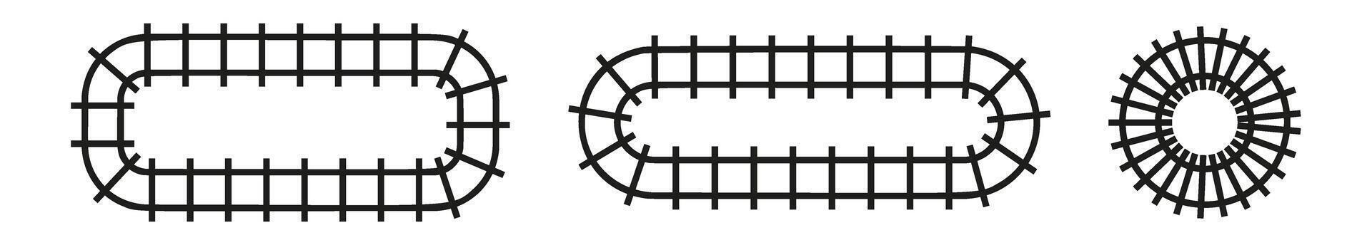 Train rail track railway pattern. 3D subway line road map illustration. Flat illustration isolated on white background. vector