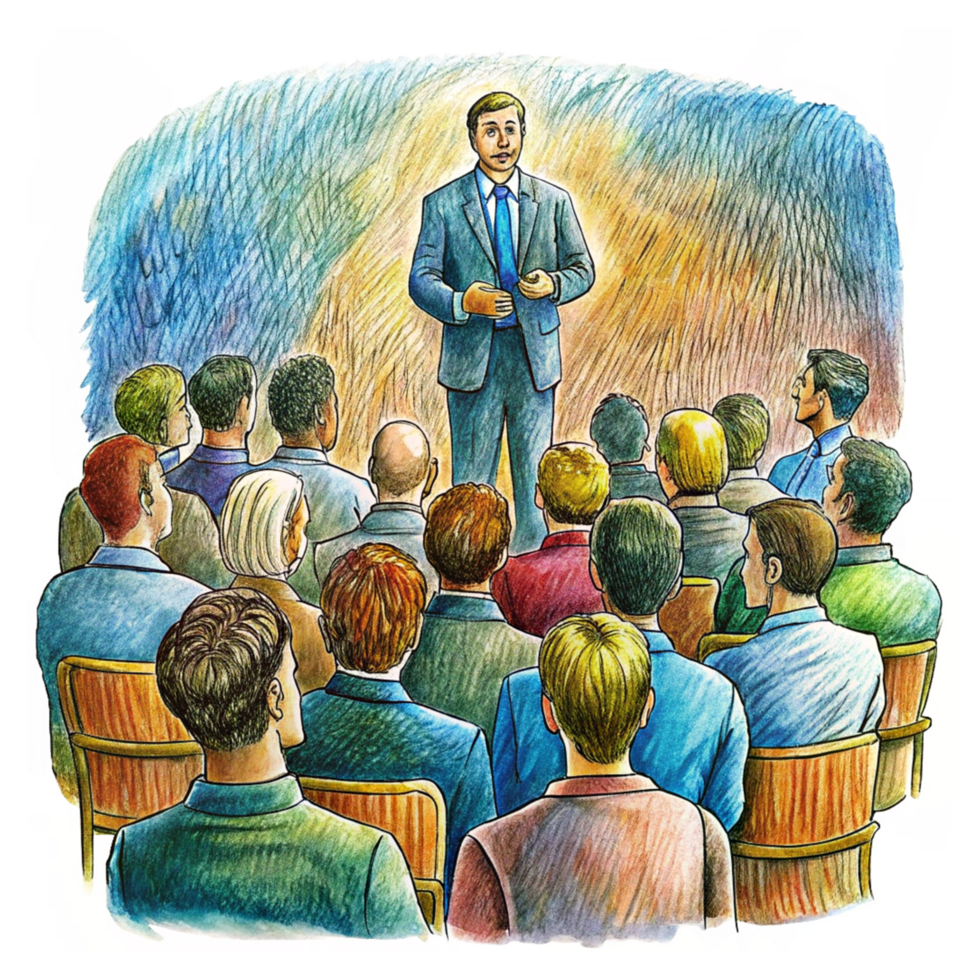 Corporate Spokesperson Sharing Vision in Transparent Background png