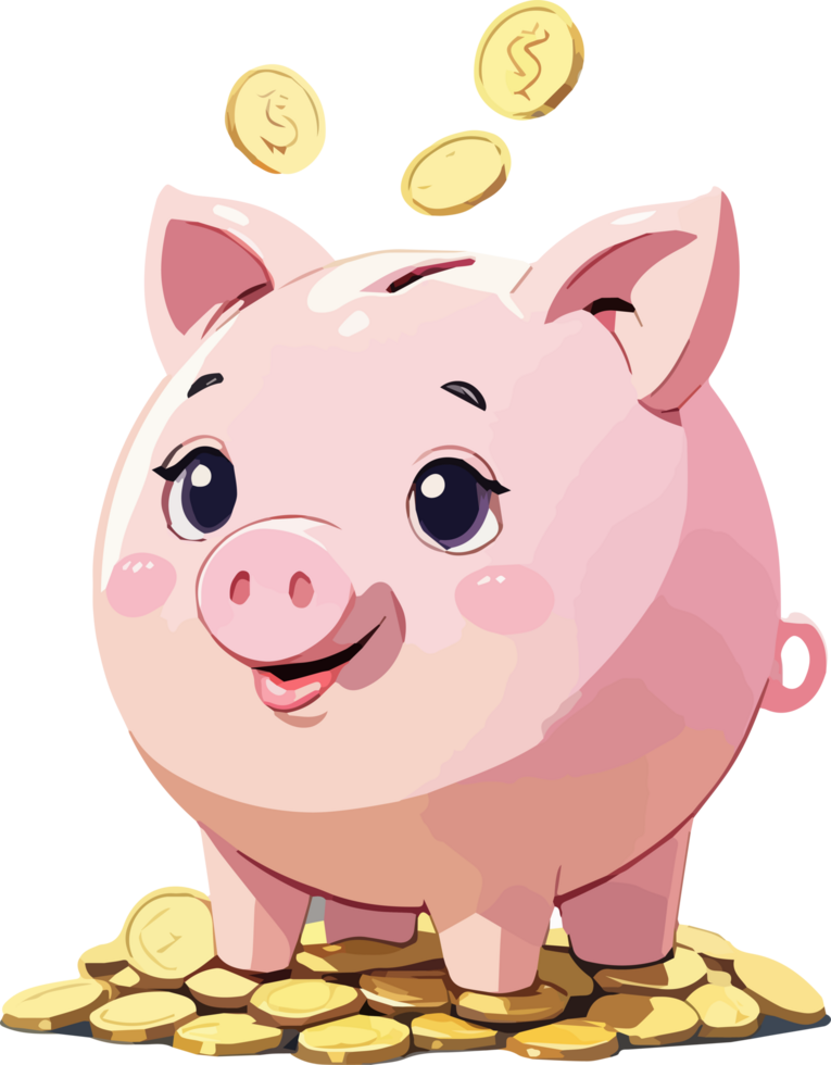 Cartoon Piggy Bank in Finance Theme Transparent png
