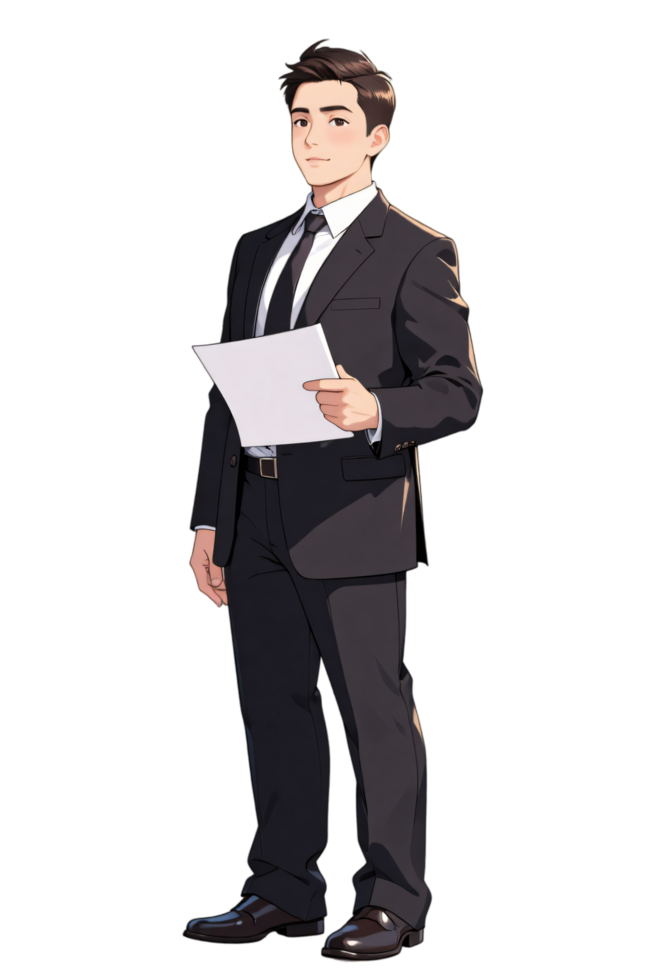 Businessman Explaining Profit Strategy in Transparent Background png