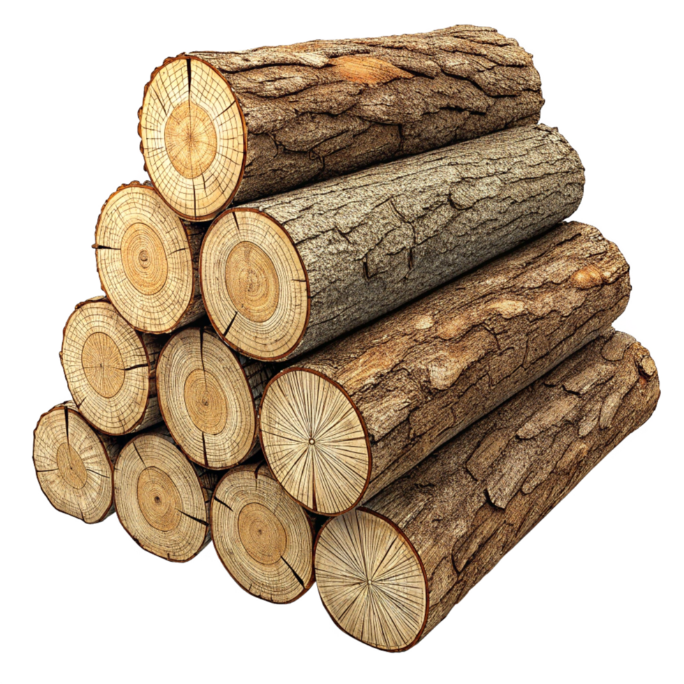 Natural Firewood Stack in Transparent Background png
