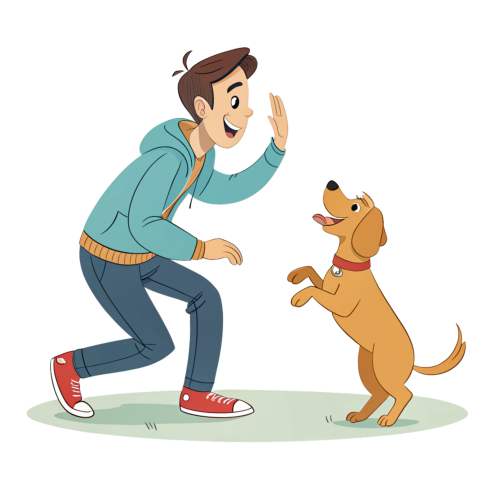 Man with Dog in Urban Style png