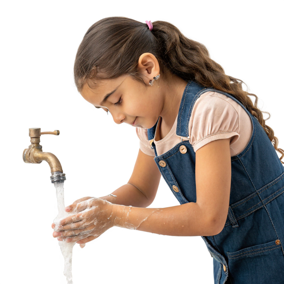 Little Girl Learning Hand Hygiene Routine png