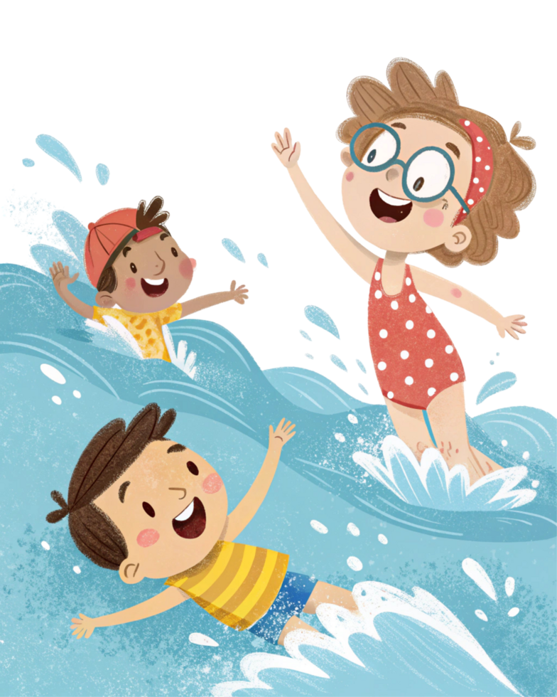 Summer Vacation Kids Swimming In Sea png