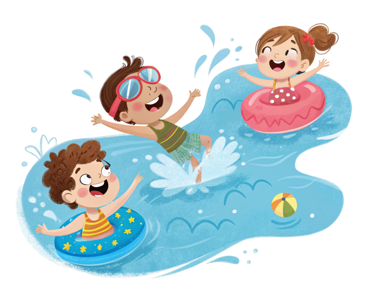 Cute Kids Enjoying Summer Beach Swim png