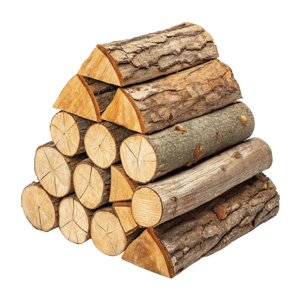 Rustic Stack of Chopped Firewood Logs png