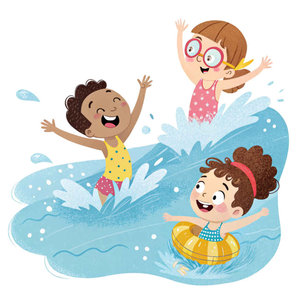 Seaside Fun With Swimming Children png