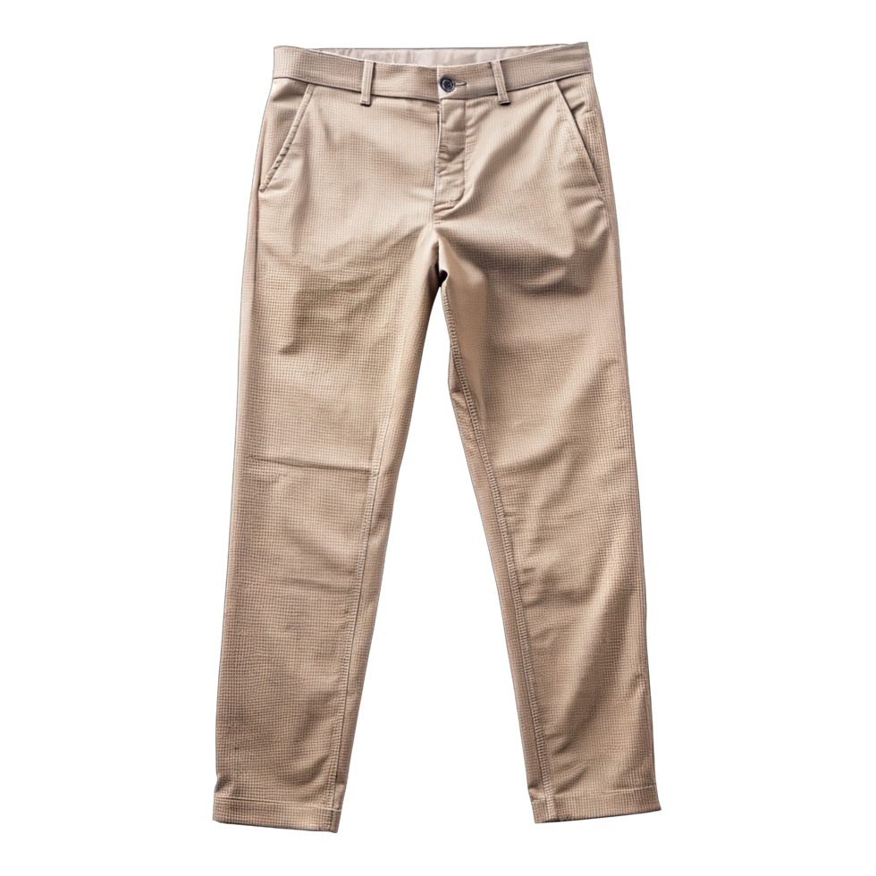A pair of formal slim-fit khaki pants with a subtle pattern png