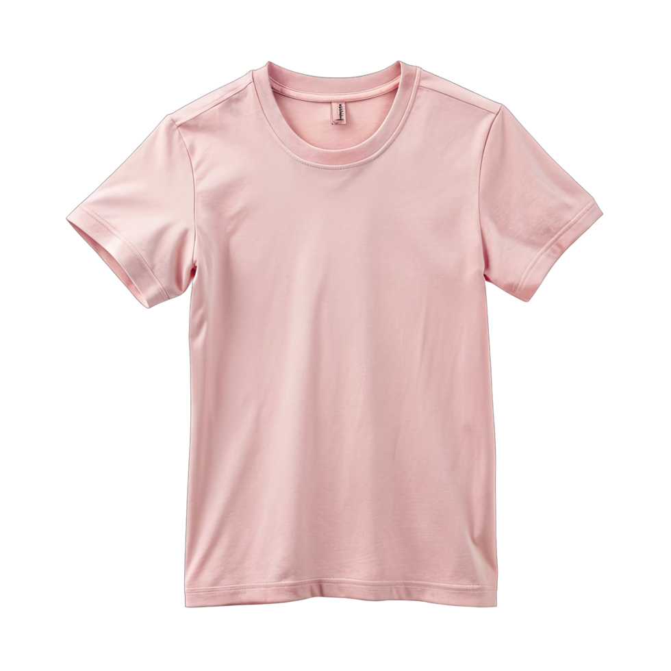 A plain light pink t-shirt with short sleeves and a round collar. png