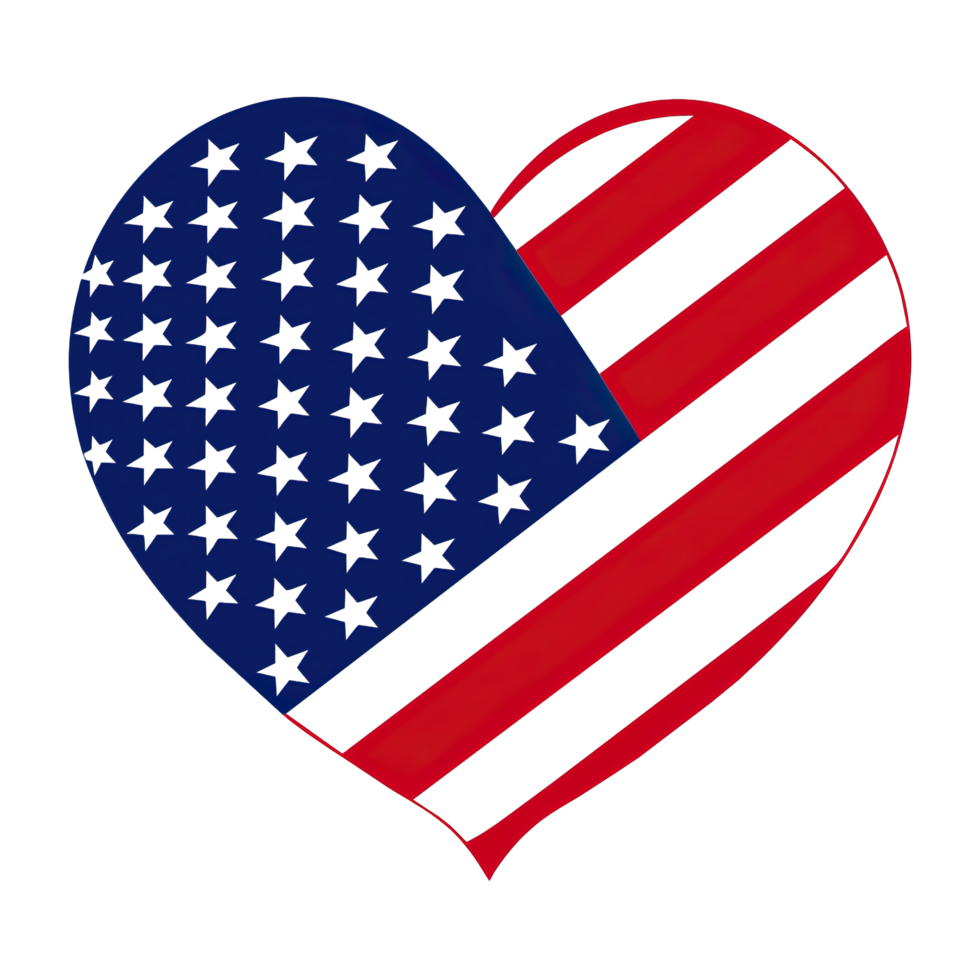 Patriotic heart formed by US flag design png