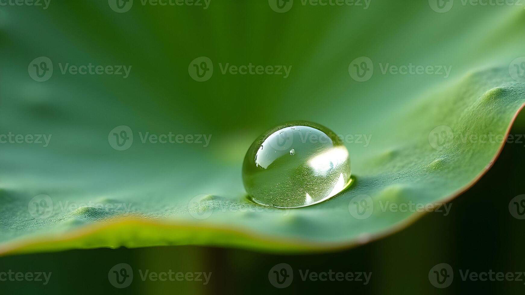 Single Water Drop on Vibrant Green Leaf photo