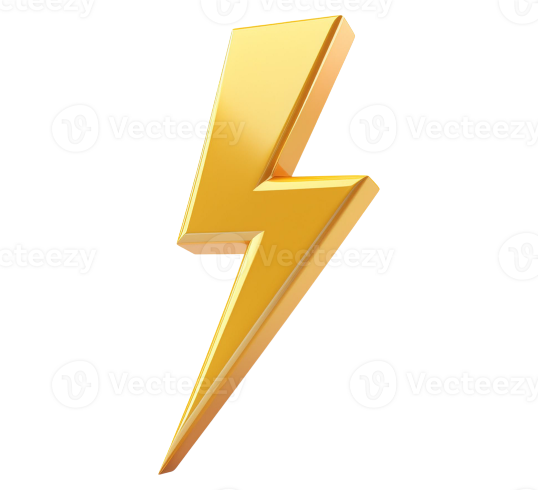 a golden lightning bolt on a transparent background png