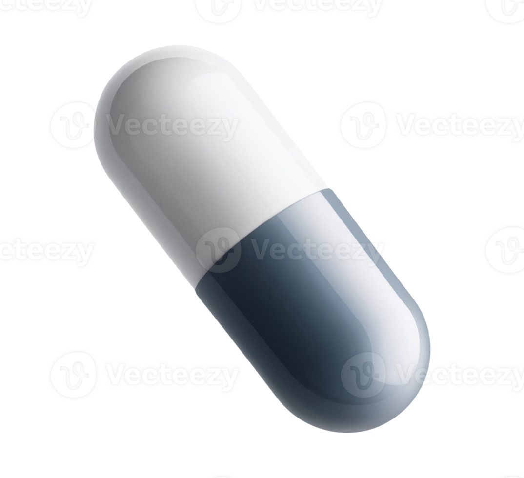 A white and grey pill on a transparent background png