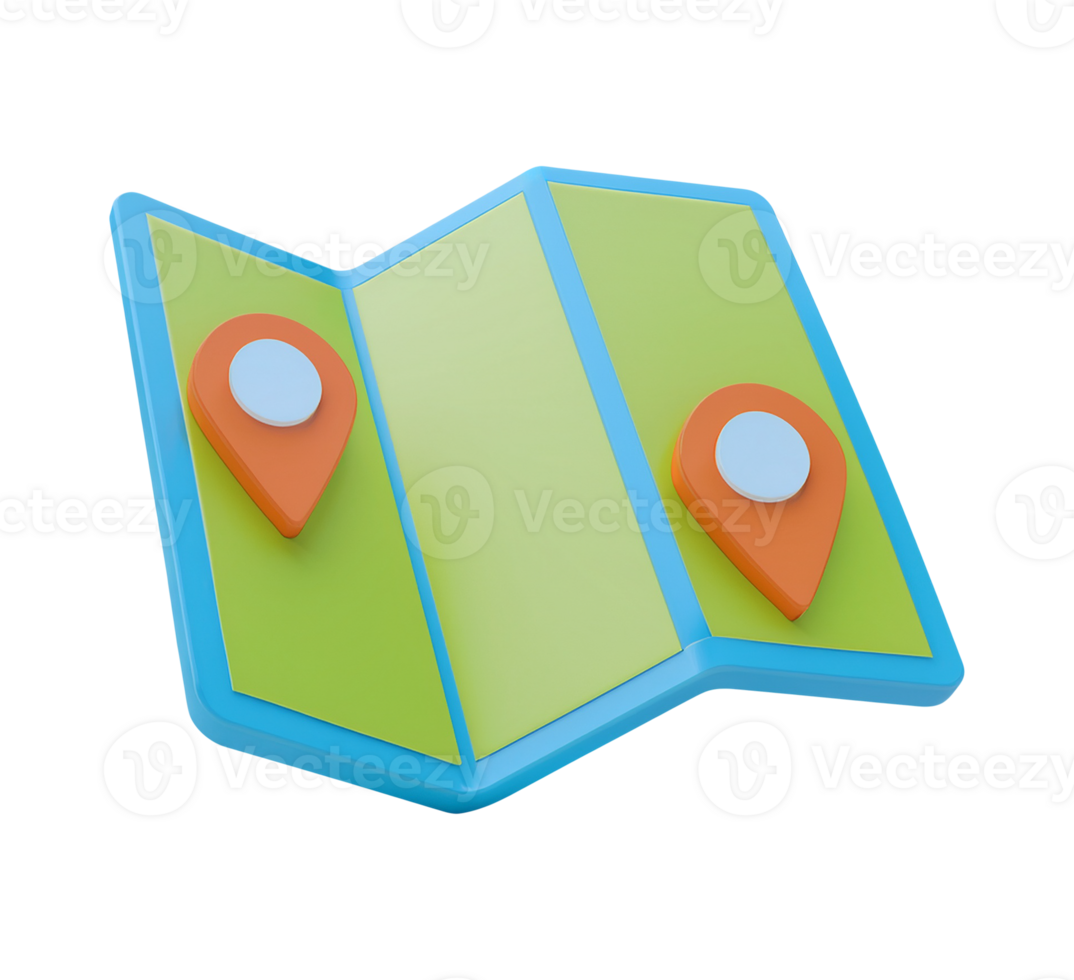 Folded Map with Location Markers png